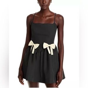NWT Ciao Lucia Black Mini Dress with Cream Bow Accents SIZE LARGE $365 msrp
